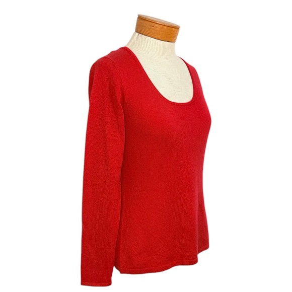Worth Sz Small Red Cashmere Scoop Neck Sweater - Picture 2 of 6